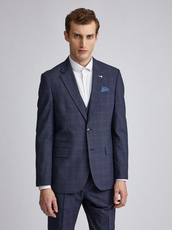 Burton Tailored Fit Navy Tonal Check Suit Waistcoat 6