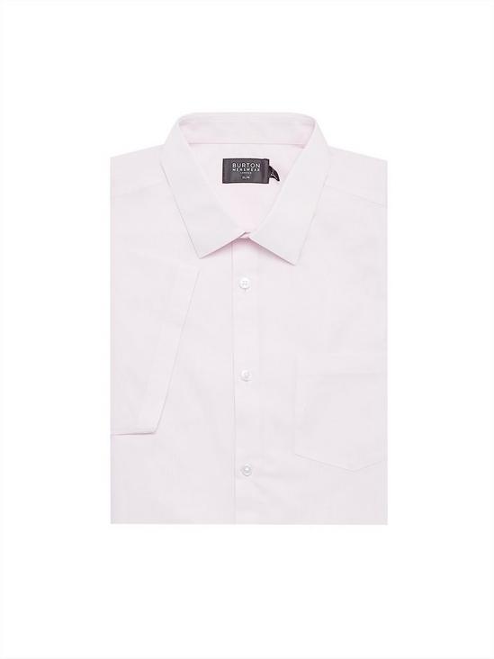 Burton Pink Slim Fit Short Sleeve Easy Iron Shirt 2