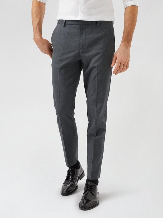 Burton Mid Grey Skinny Fit Trousers With Polyest 1