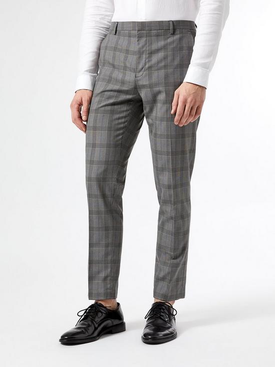 Burton Mid Grey Skinny Fit Check Trousers 1