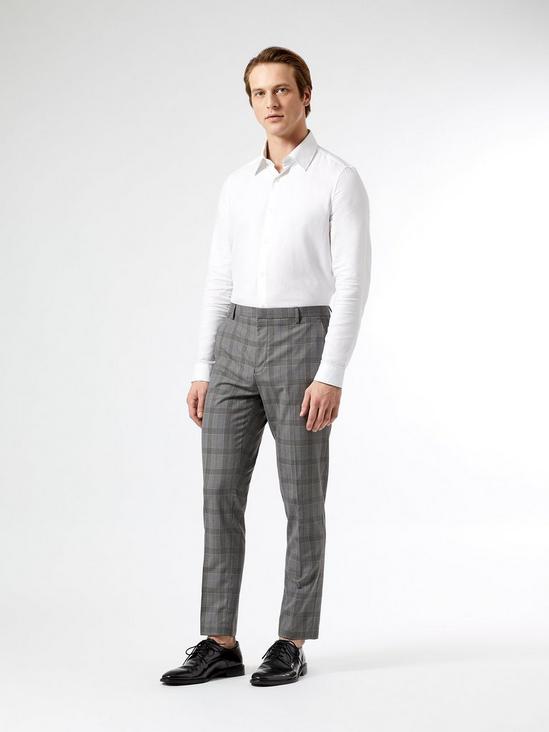 Burton Mid Grey Skinny Fit Check Trousers 3