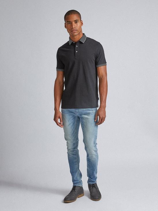 Burton Black Jacquard Collar Polo Shirt 3