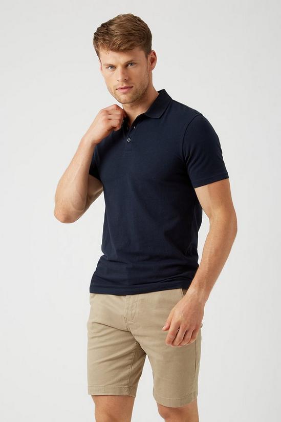 Burton Navy Muscle Fit Polo Shirt 1