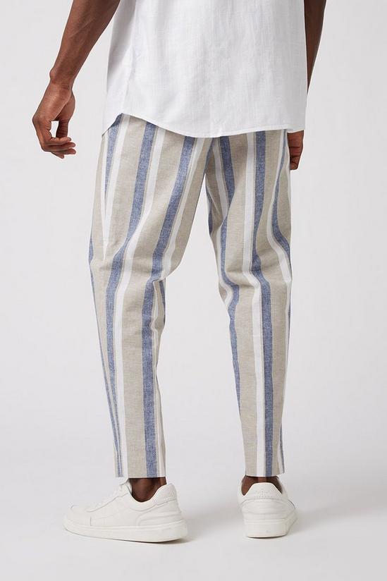 Burton Tapered Navy Stone Stripe Trousers 3