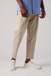 Burton Tapered Fit Stone Brown Stripe Trousers thumbnail 1