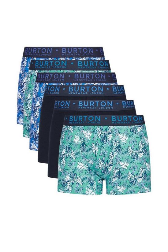 Burton 6 Pack Blue & Green Leaf Print Trunks 1