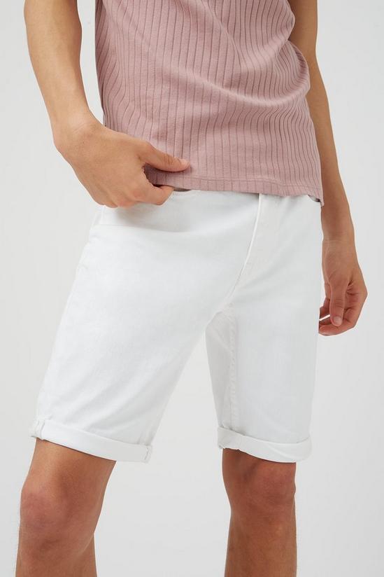 Burton Skinny White Denim Shorts 4