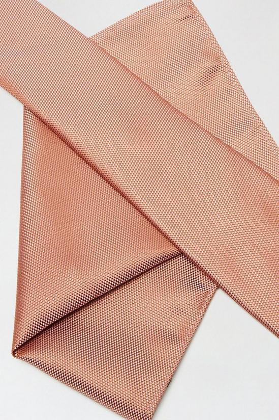 Burton Slim Salmon Pink Textured Tie And Pocket Square Set 3