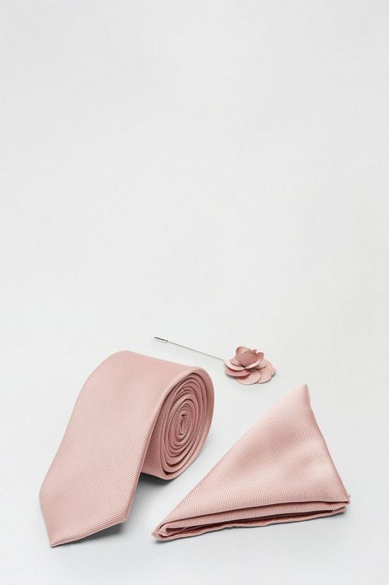 Burton Pink Tie Matching Pocket Square And Pin 1