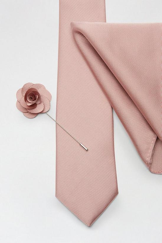 Burton Pink Tie Matching Pocket Square And Pin 2