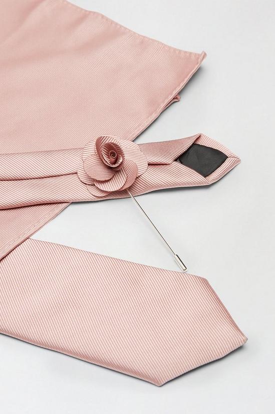 Burton Pink Tie Matching Pocket Square And Pin 3