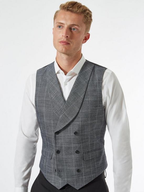 Burton Grey Linen Check Waistcoat 1