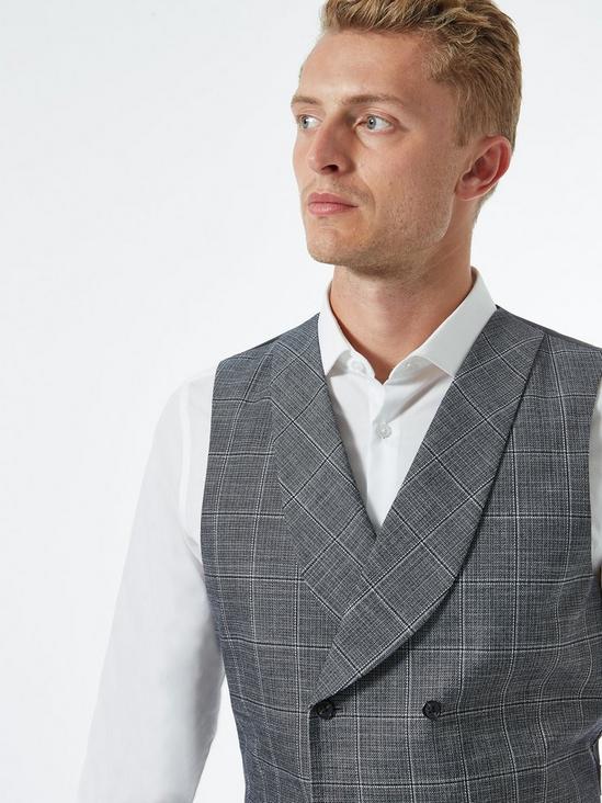 Burton Grey Linen Check Waistcoat 3