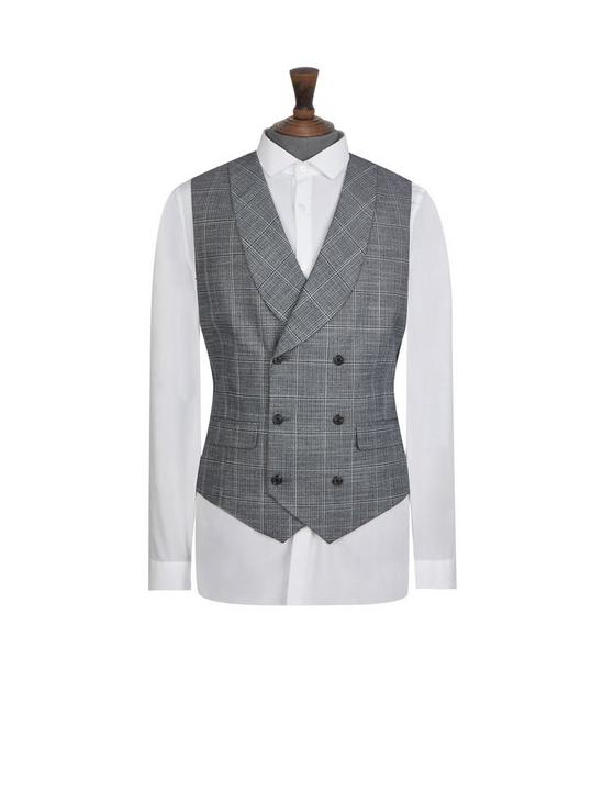 Burton Grey Linen Check Waistcoat 4