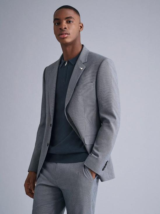 Burton Grey Micro Texture Skinny Fit Suit Jacket 1