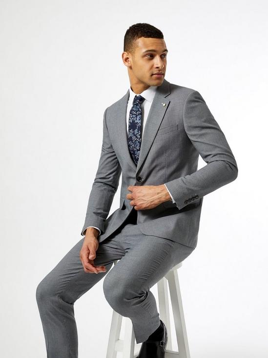 Burton Grey Micro Texture Skinny Fit Suit Jacket 5