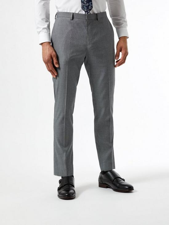 Burton Grey Micro Texture Skinny Fit Suit Trousers 1