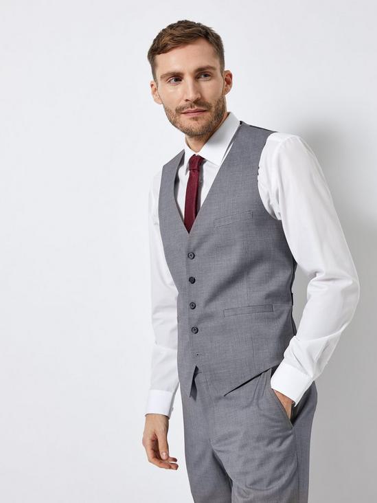 Burton Grey Texture Skinny Fit Suit Waistcoat 1