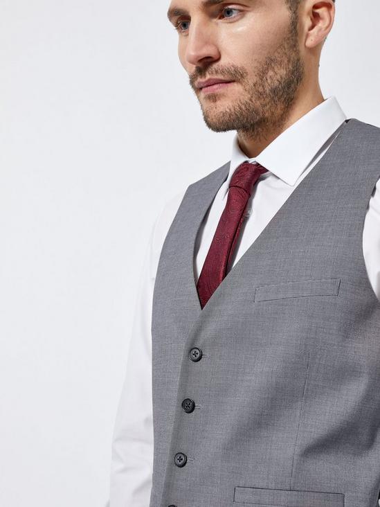 Burton Grey Texture Skinny Fit Suit Waistcoat 3