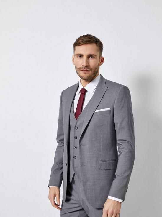 Burton Grey Texture Skinny Fit Suit Waistcoat 5