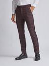 Burton Red and Black Tartan Skinny Fit Suit Trousers thumbnail 1