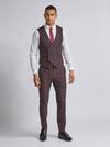 Burton Red and Black Tartan Skinny Fit Suit Trousers thumbnail 5