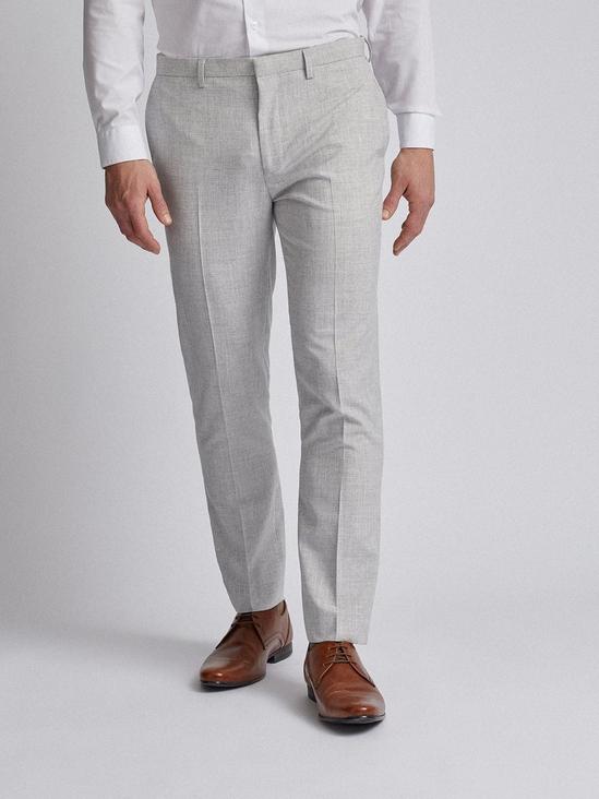 Burton Light Grey Puppytooth Skinny Fit Suit Trousers 1
