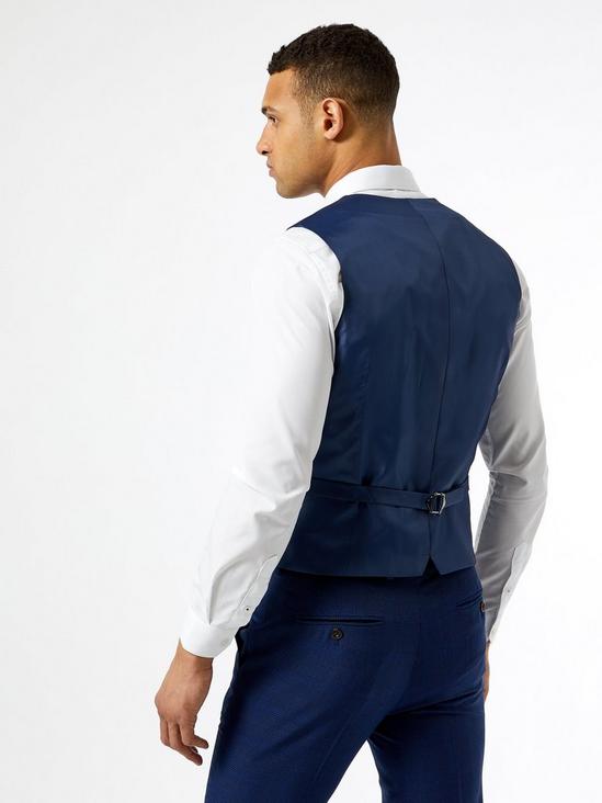 Burton Slim Fit Navy And Red Highlight Check Waistcoat 2