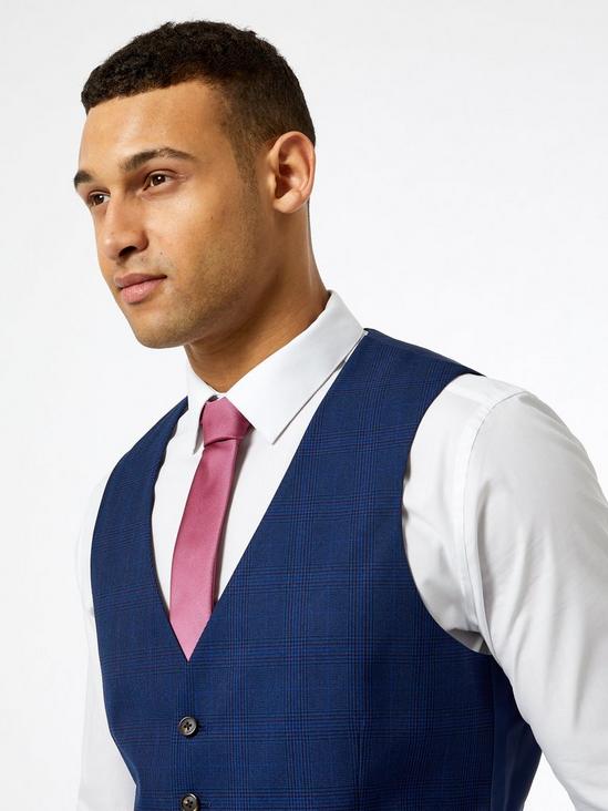 Burton Slim Fit Navy And Red Highlight Check Waistcoat 3