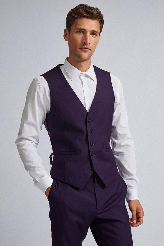 Burton Purple Plain Waistcoat 1