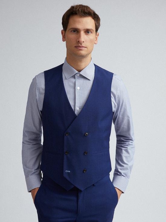 Burton Blue Self Check Skinny Fit Suit Waistcoat 1