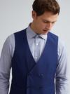 Burton Blue Self Check Skinny Fit Suit Waistcoat thumbnail 3