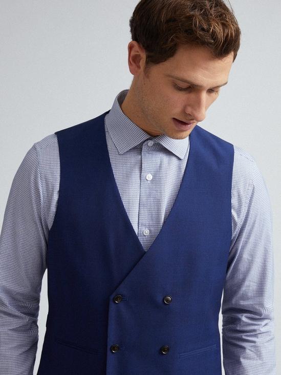 Burton Blue Self Check Skinny Fit Suit Waistcoat 3