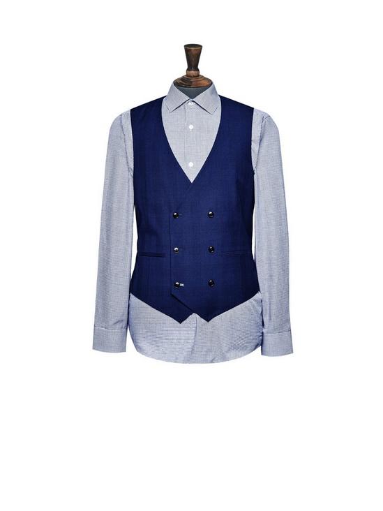 Burton Blue Self Check Skinny Fit Suit Waistcoat 4