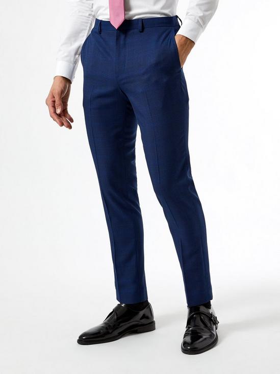 Burton Skinny Fit Navy Check Trouser 1