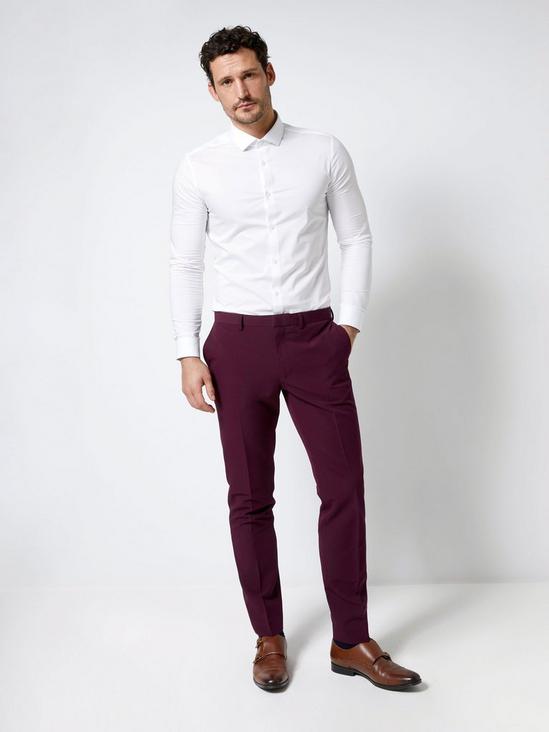 Burton Burgundy Stretch Skinny Fit Suit Trousers 1