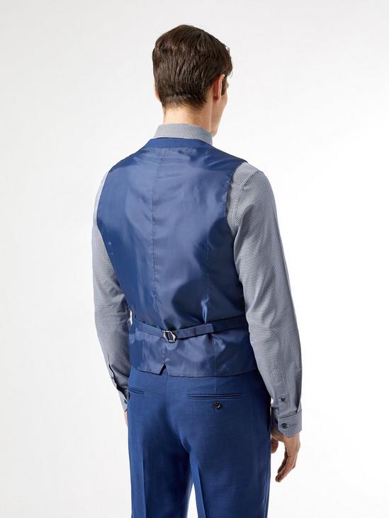 Burton Blue Texture Slub Skinny Fit Suit Waistcoat 2