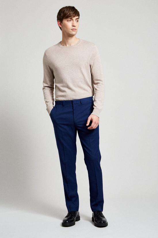 Burton Slim Fit Blue Texture Suit Trousers 1