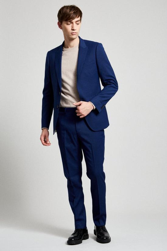 Burton Slim Fit Blue Texture Suit Trousers 2
