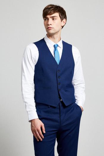 Related Product Slim Fit Blue Texture Waistcoat