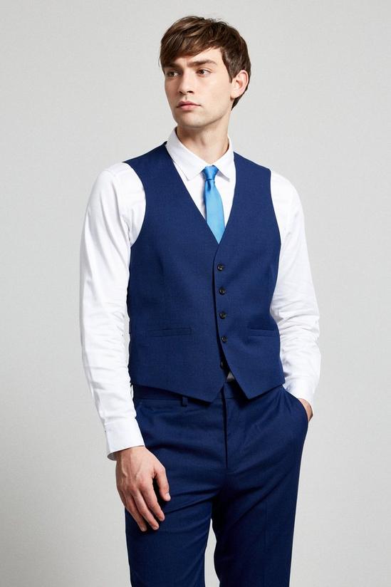 Burton Slim Fit Blue Texture Waistcoat 1