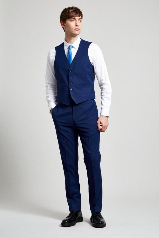 Burton Slim Fit Blue Texture Waistcoat 2