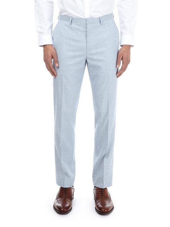 Burton Pale Blue Slim Fit Textured Trousers 1
