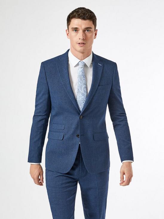 Burton Blue Texture End On End Slim Fit Suit Jacket 1