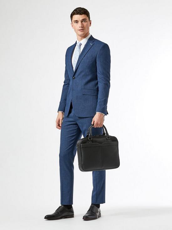 Burton Blue Texture End On End Slim Fit Suit Jacket 4