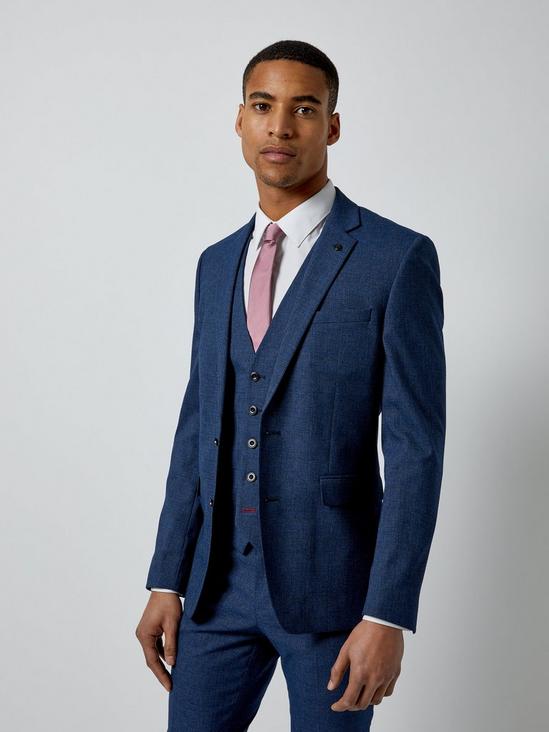 Burton Denim texture skinny fit suit jacket 1