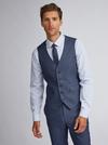 Burton Blue Texture Skinny Fit Suit Waistcoat thumbnail 1