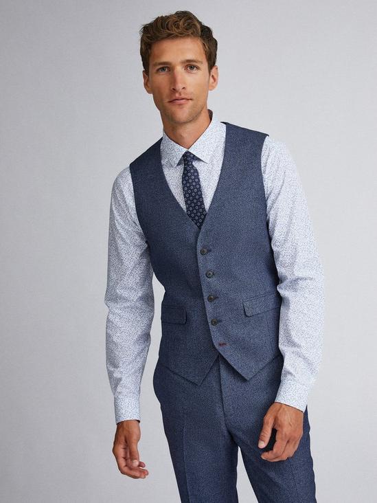 Burton Blue Texture Skinny Fit Suit Waistcoat 1