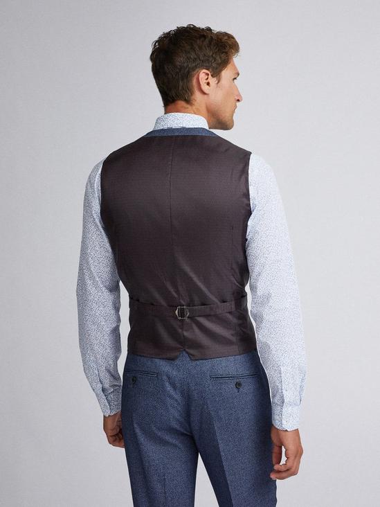 Burton Blue Texture Skinny Fit Suit Waistcoat 2