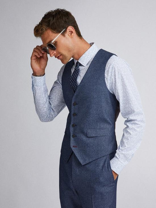 Burton Blue Texture Skinny Fit Suit Waistcoat 3